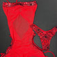 Red Web Nylon/Spandex Red Mesh One-Piece Cheeky Thong Lingerie Outfit