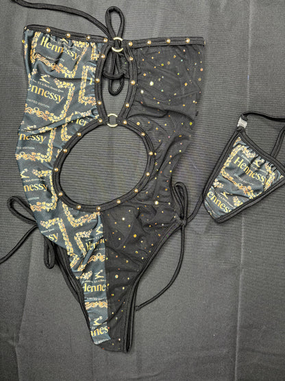 Black Mesh/Spandex One-Piece Exotic Dancer Outfit