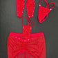 Red Mesh Two-Piece Sling-Shot Skirt Lingerie Outfit