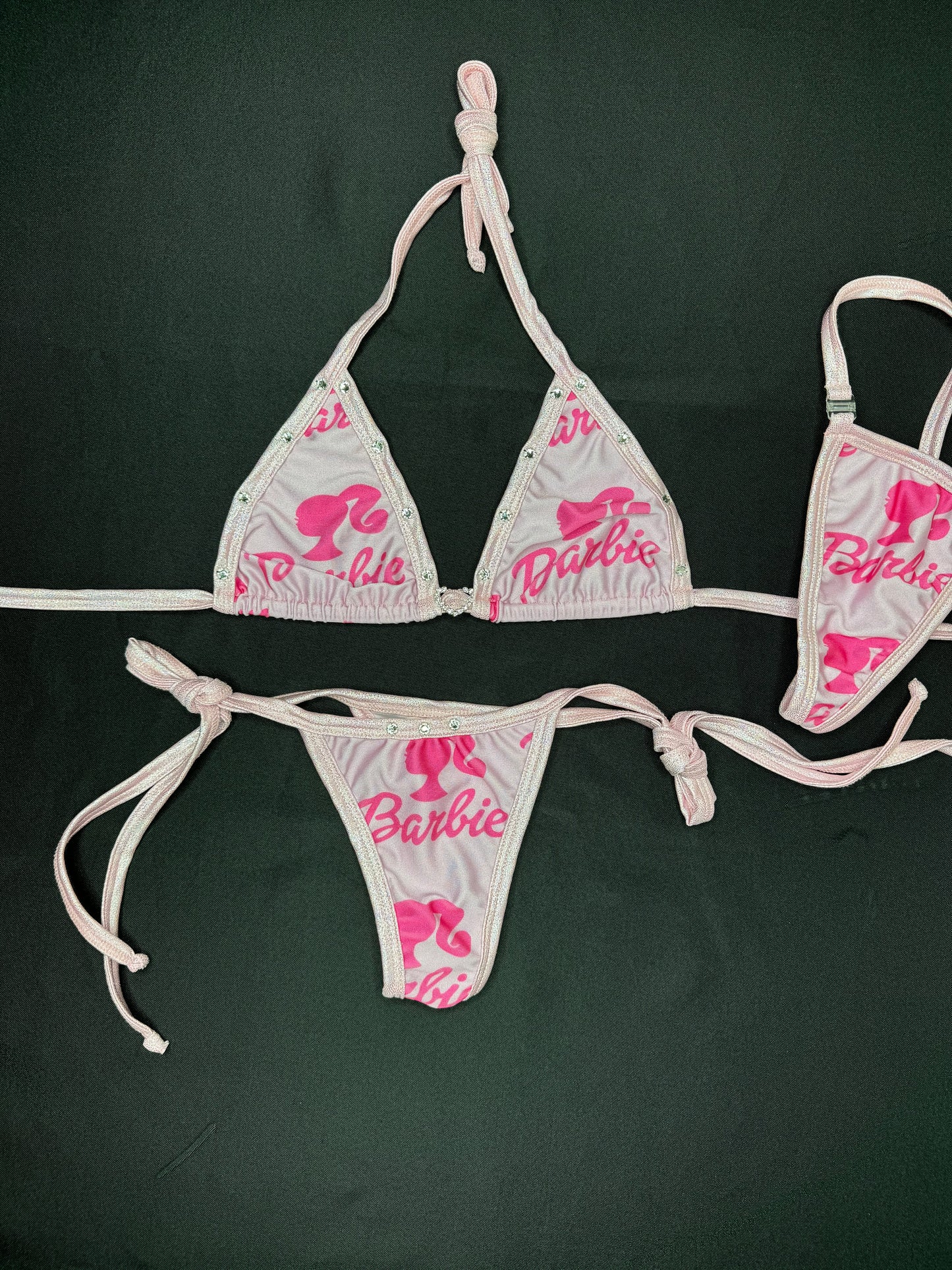 Mystic Pink/Baby Pink Two-Piece Side-Tie Bikini Lingerie Outfit