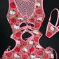 Pink Kitty Sleeveless Romper One-Piece Lingerie Outfit
