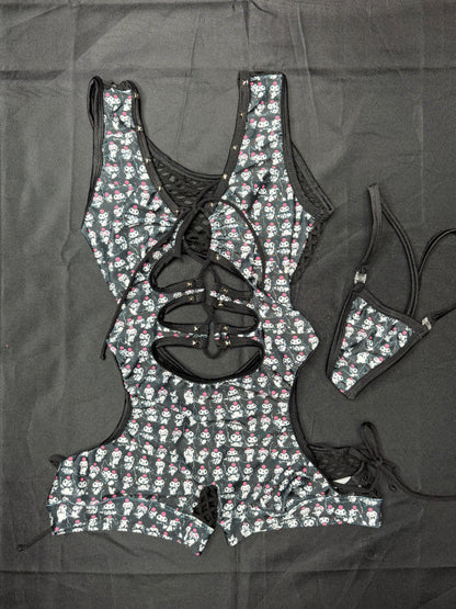 Black Kuromi Spandex Romper Lingerie Outfit