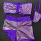 Metallic Purple/Purple Two-Piece Ripped Back Shorts Lingerie Outfit