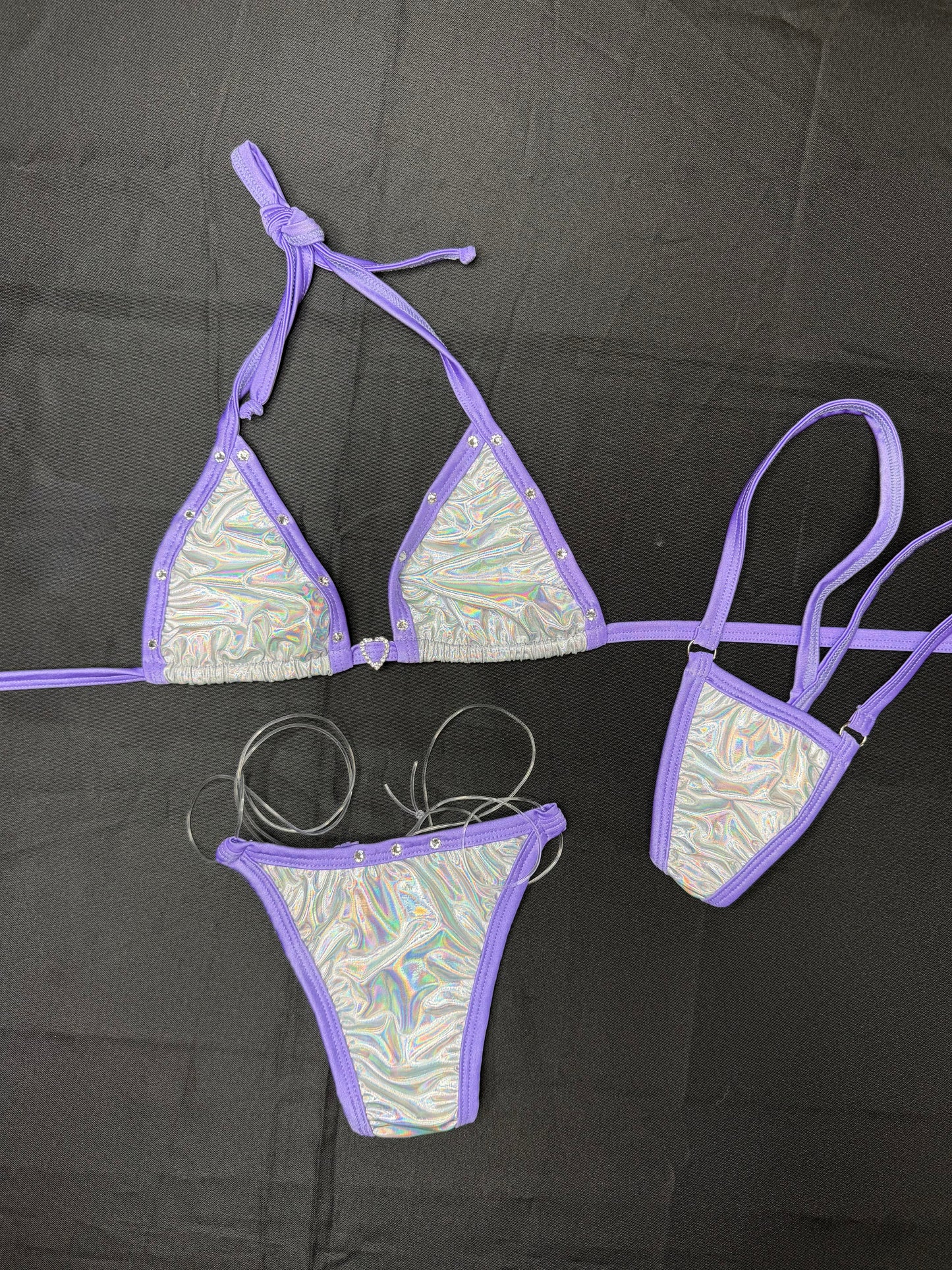 Chrome/Lavender Spandex Lingerie Outfit