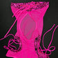Hot Pink Web/Mesh One-Piece Romper/Cheeky Thong Lingerie Outfit
