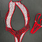 Red/Black Animal Print One-Piece Lingerie Outfit