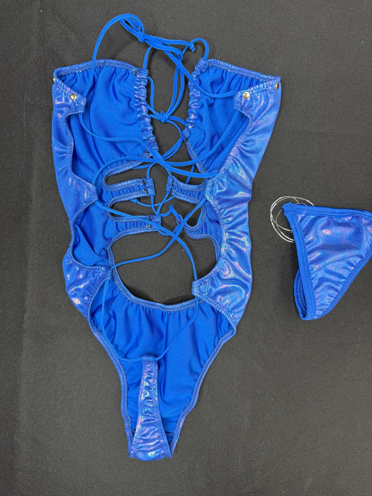 Holographic Blue One-Piece Lingerie Outfit