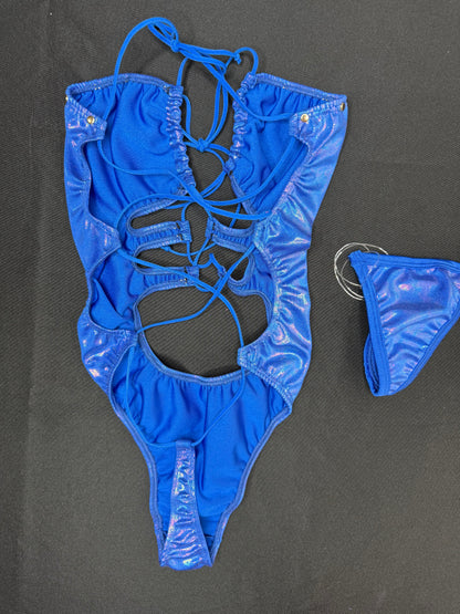 Holographic Blue One-Piece Lingerie Outfit