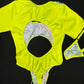 Neon Yellow/Designer Rainbow One-Piece Short Sleeve Leotard Lingerie Outfit