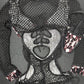 White Mesh/Red Glitter Flame Black Fishnet One-Piece Romper Lingerie Outfit