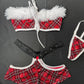 Red Metallic Plaid/Black Tube Top/Shorts Two-Piece Lingerie Outfit