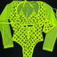 Neon Yellow Designer One-Piece Long Sleeve Leotard Lingerie Outfit