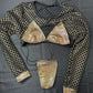 Gold three-piece stripper outfit