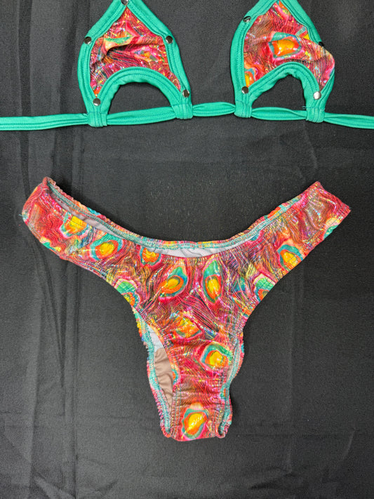 Teal/Peacock Holographic Two-Piece Bikini Lingerie Outfit