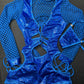 Metallic Blue/Royal Blue One-Piece Bartender Romper Outfit
