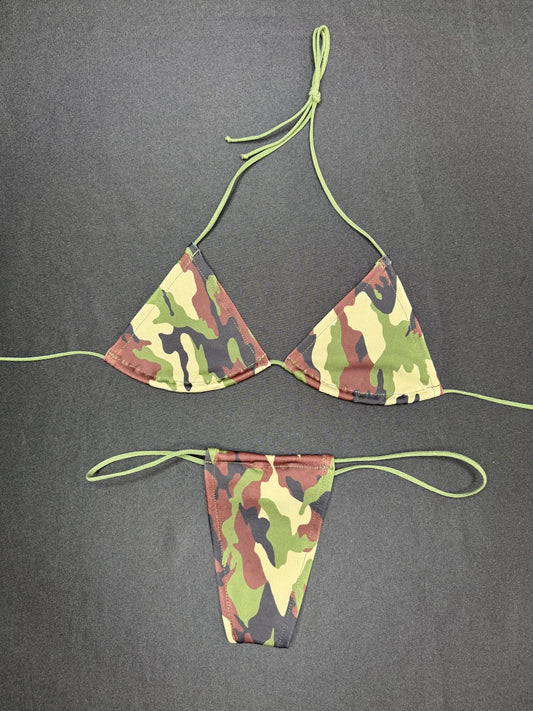 Camouflage Micro Bikini Lingerie Outfit