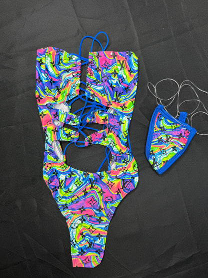 Designer Tie-Dye One-Piece Lingerie Outfit