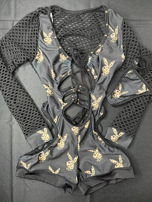 Black Bunny One-Piece Bartender Romper Outfit