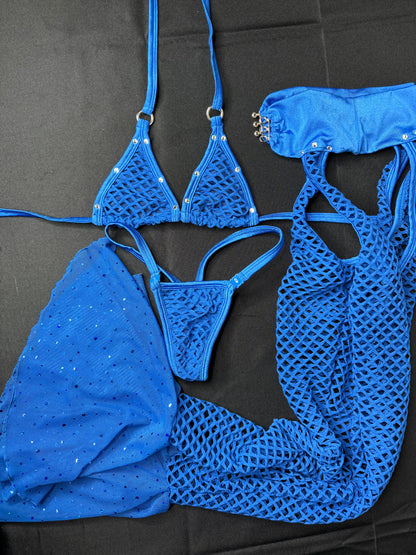 Royal Blue Mesh/Fishnet Chaps Leg Outfit