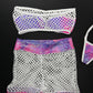 Metallic Purple/White Fishnet Tube Top/Shorts Lingerie Outfit