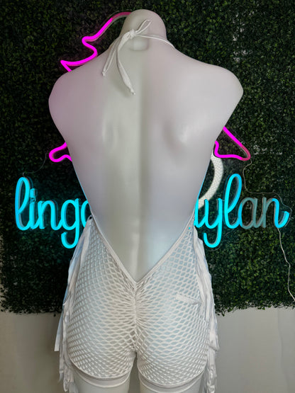 Premium One-Piece Fishnet Fringe Outfit for Exotic Dancers