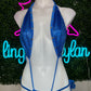 Metallic Blue Exotic Dance Wear Sling-Shot Outfit Sexy Lingerie