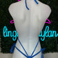 Metallic Blue Exotic Dance Wear Sling-Shot Outfit Sexy Lingerie