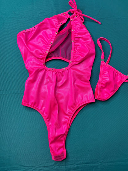 Hot Pink One-Piece Leotard Outfit