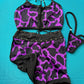 Black/Purple | Ripped Shorts Two-Piece Lingerie Outfit