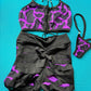 Black/Purple | Ripped Shorts Two-Piece Lingerie Outfit