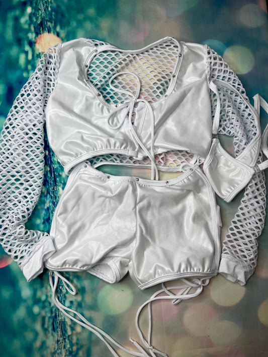 Exotic Dance Wear Two-Piece Outfit Set - Bold Stripper Attire