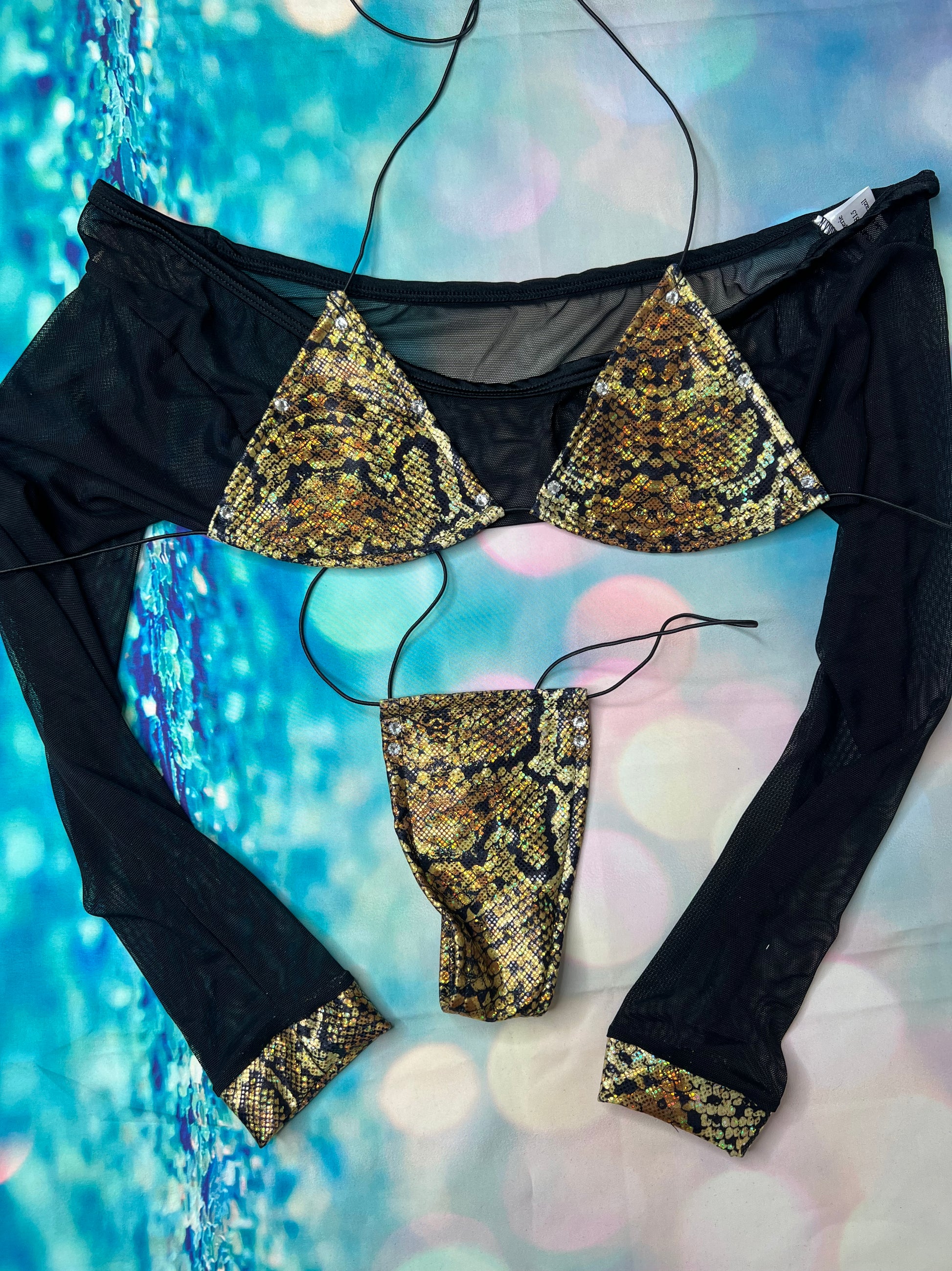 Sensational Exotic Dance Wear Lace Three-Piece Outfit Sets