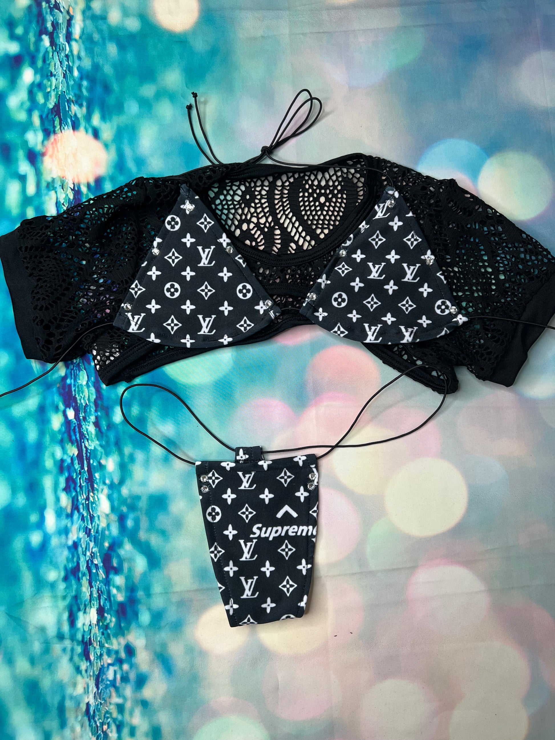 Sensational Exotic Dance Wear Lace Three-Piece Outfit Sets