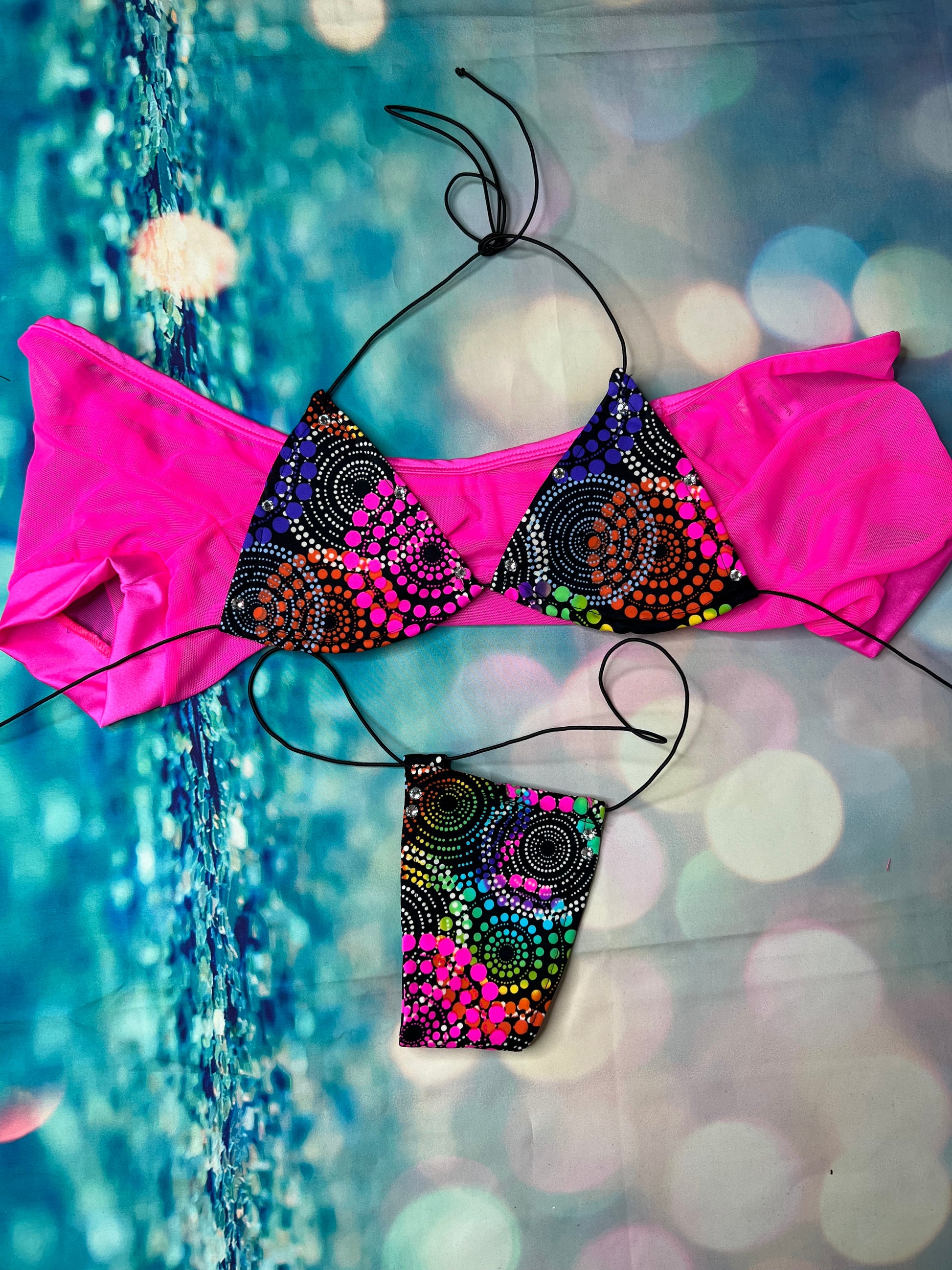Sensational Exotic Dance Wear Lace Three-Piece Outfit Sets
