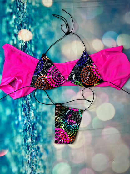 Sensational Exotic Dance Wear Lace Three-Piece Outfit Sets