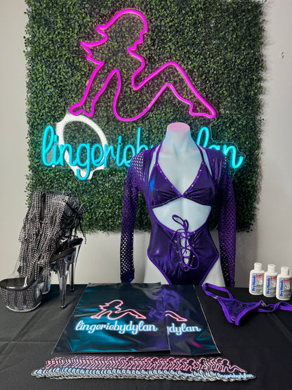 Exotic Dance Wear Purple Bartender Romper