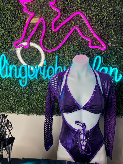 Exotic Dance Wear Purple Bartender Romper