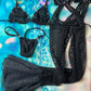 Exotic Dance Wear Black/Blue Sparkle Leg Outfit