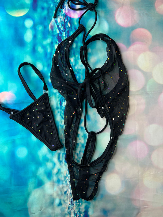 Exotic Dance Wear Mesh One-Piece Outfit
