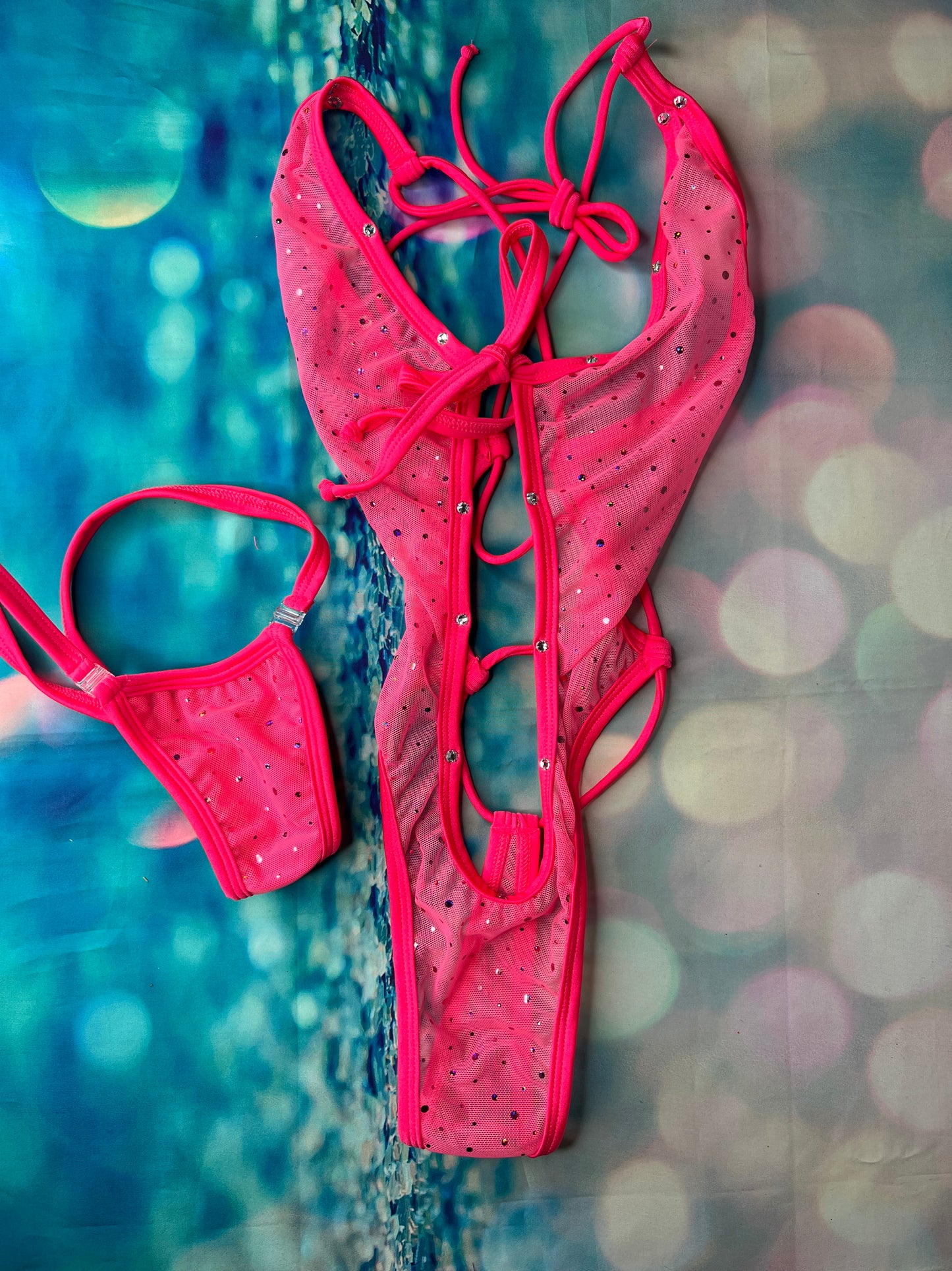 Exotic Dance Wear Mesh One-Piece Outfit