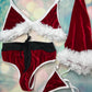 Red Velvet High Waisted Shorts Christmas Outfit