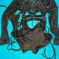 Black Long-Sleeve Mesh Bikini One-Piece Romper Outfit