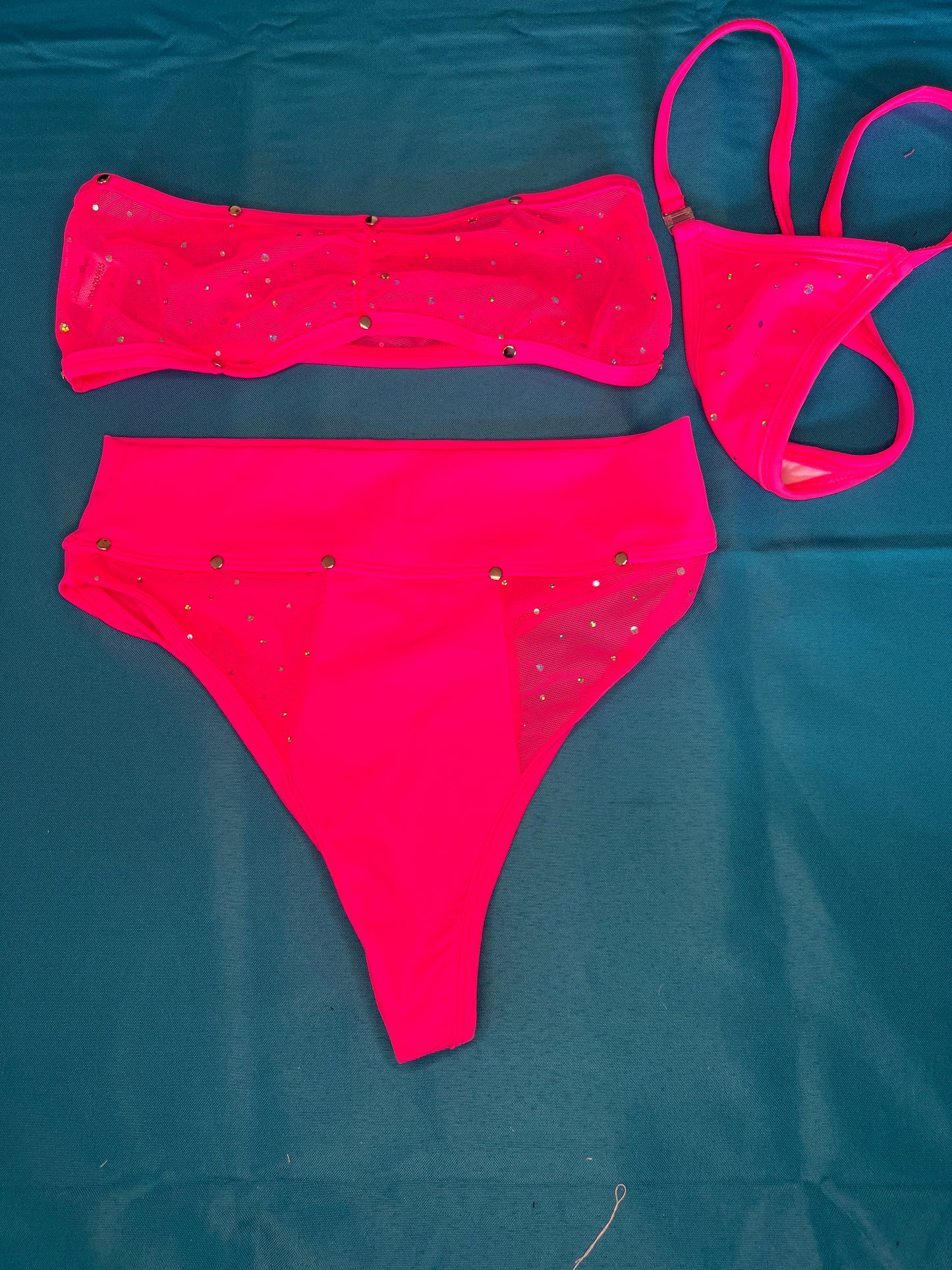 TwoPiece Hot Pink Dance Wear Set Tube Top, Shorts, & Thong Lingeriebydylan