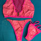 Exotic Dance Wear Two-Piece Baby Pink Latex Outfit Stripper Attire
