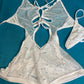 White Sparkle Mesh One-Piece Outfit Exotic Dance Wear 