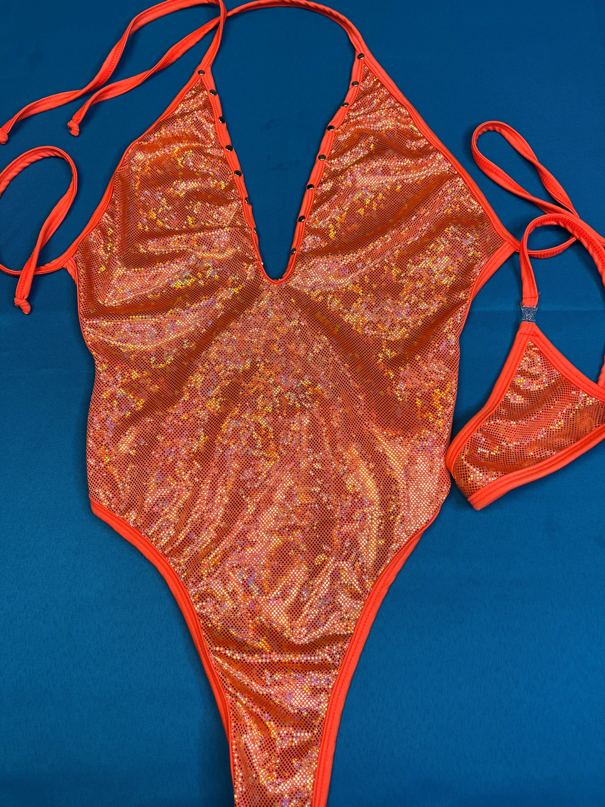 Metallic Orange OnePiece Exotic Dance Wear Outfit Lingeriebydylan