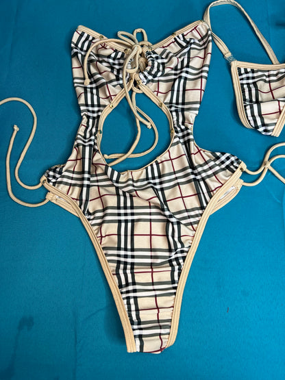 Tan One-Piece Lingerie Outfit Exotic Dance Wear Strippers' Delight