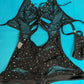 One-Piece Black Silver Sparkle Mesh Dance Outfit Captivating 