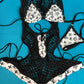 Black Fishnet Romper & White Bikini Top One-Piece Exotic Outfit