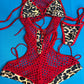 Cheetah Red Fishnet Romper Lingerie Exotic Dance wear